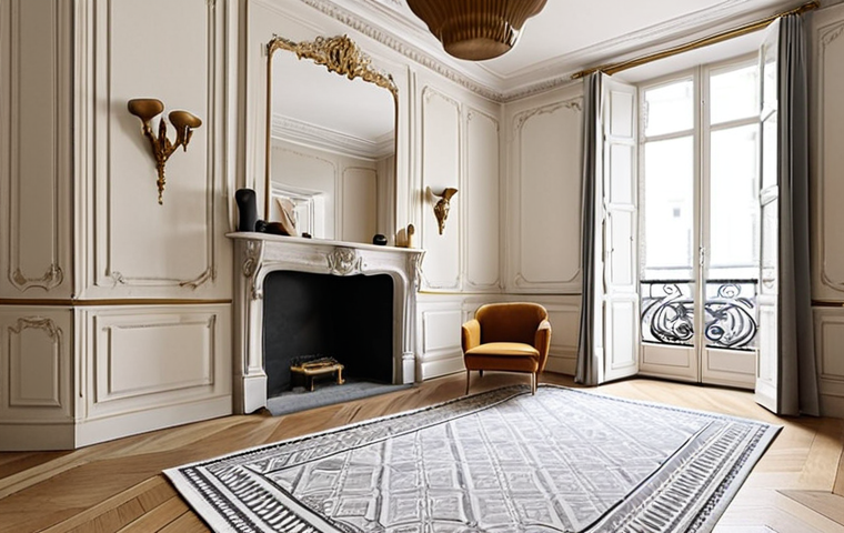 Elegant Parisian Apartment Renovation**
*Prompt:* Interior of a Haussmann-style apartment in Paris, showcasing a successful renovation. Blending classic architectural details with modern design elements. Bright and airy atmosphere. Focus on eco-friendly materials and sustainable design choices. Pinterest and Instagram-worthy aesthetic.
**