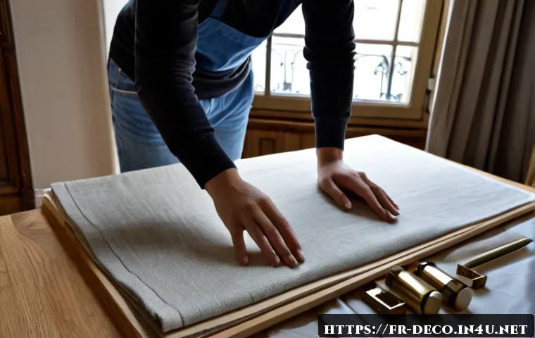 인테리어 코디네이터가 주로 다루는 재료와 마감재 - Photorealistic interior design materials library in a refined French apartment renovation studio, a ...
